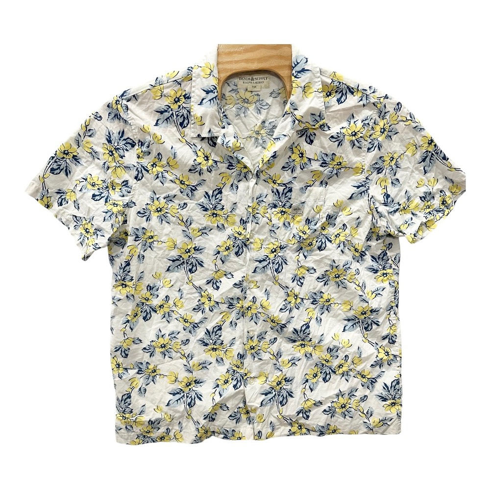 Vtg Denim & Supply Ralph Lauren Mens XXL Floral Button Down Shirt Yellow Blue
